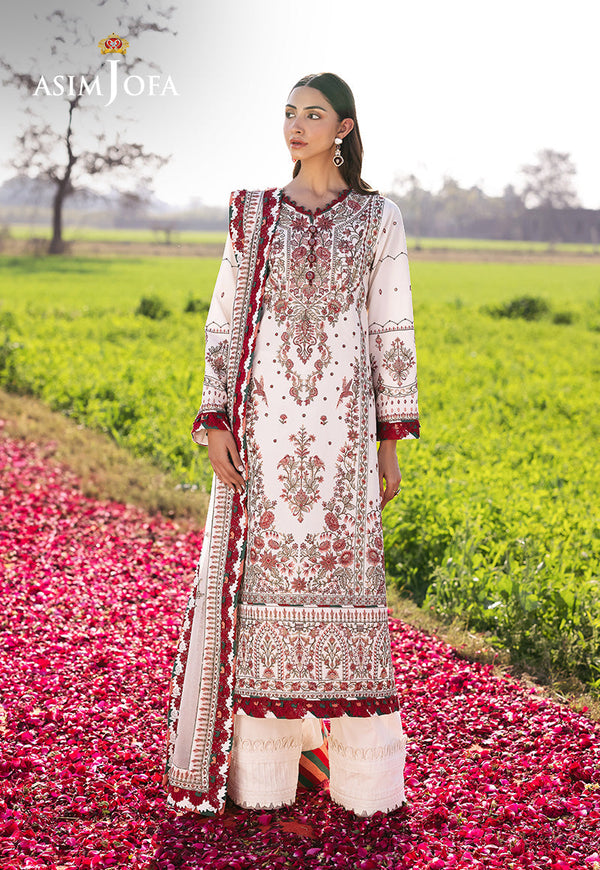 AJELL-08 EMBROIDERED LAWN 3 PCS