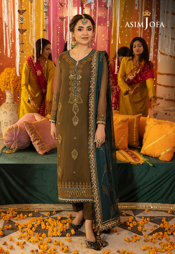 AJDAP-16 EMBROIDERED CHIFFON STITCHED 3 PCS