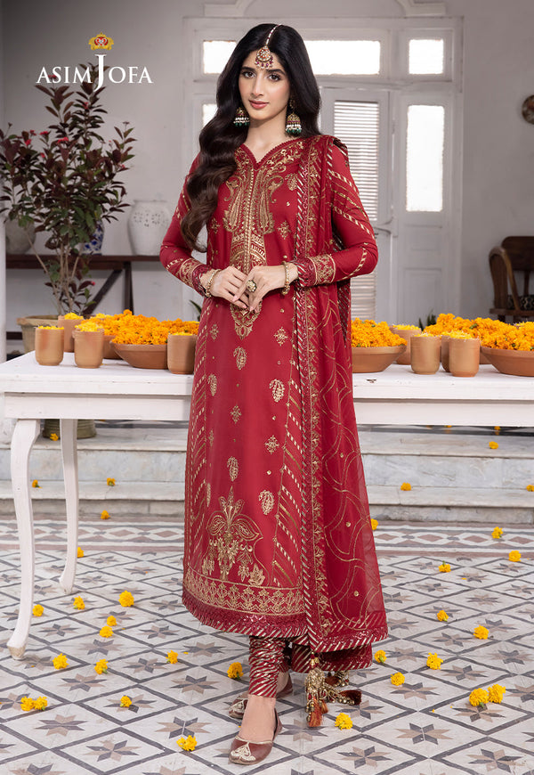 AJABP-24 EMBROIDERED LAWN SILK 3 PCS STITCHED