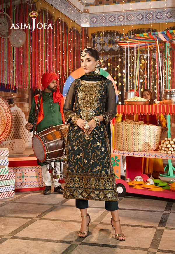 AJCDB-18 EMBROIDERED CHIFFON STITCHED 3 PCS