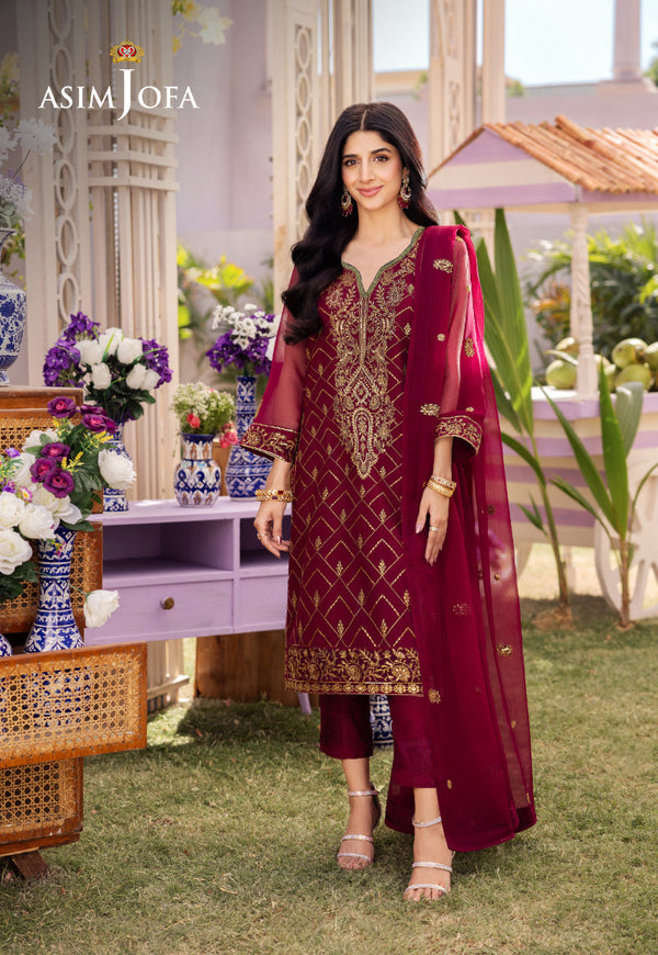 AJCFB -01 EMBROIDERED CHIFFON STITCHED 3 PCS