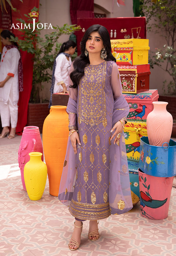 AJEMB-02 EMBROIDERED NET STITCHED 3 PCS