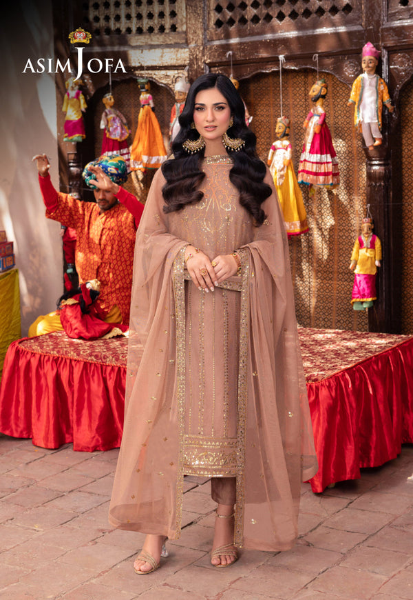 AJEMB-09 EMBROIDERED NET STITCHED 3 PCS