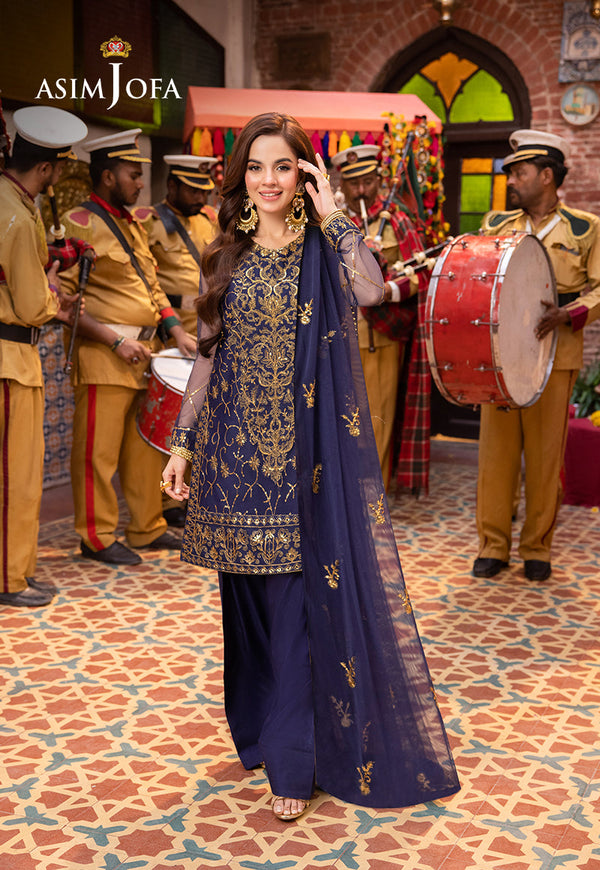 AJEMB-18 EMBROIDERED NET STITCHED 3 PCS