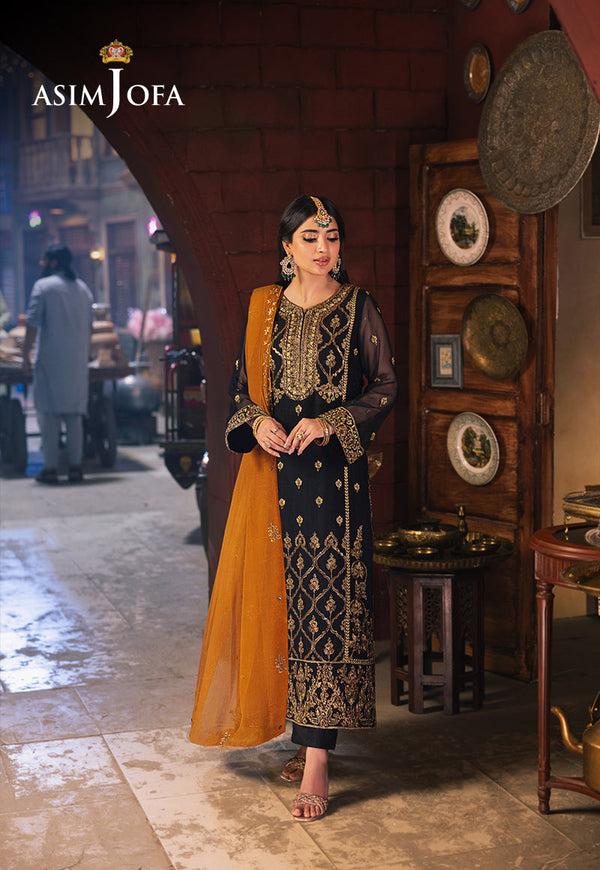 AJKKB-15 EMBROIDERED CHIFFON STITCHED 3 PCS