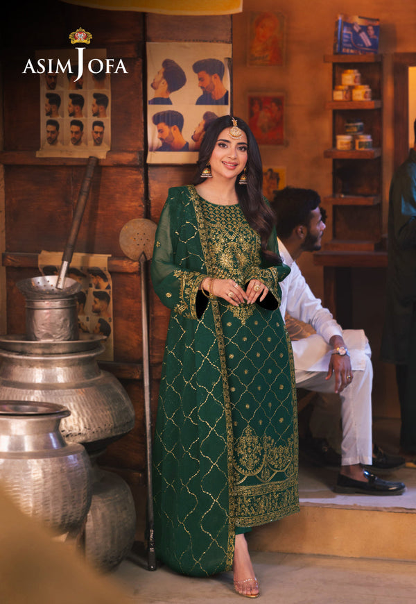 AJKKB-22 EMBROIDERED CHIFFON STITCHED 3 PCS