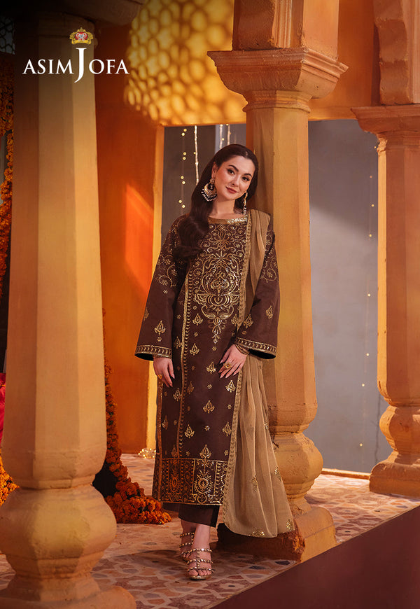 AJKKB-26 EMBROIDERED TWISTED SILK STITCHED 3 PCS