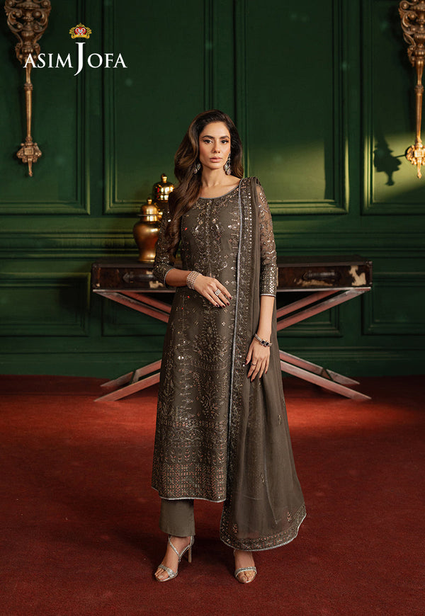 AJPFB-21 EMBROIDERED CHIFFON STITCHED 3 PCS