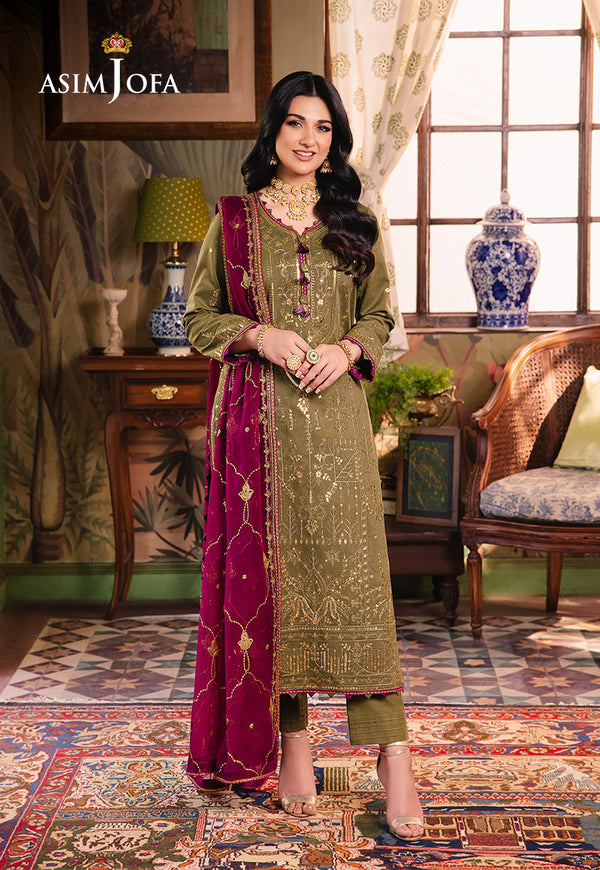 AJLP-08 EMBROIDERED TWISTED LAWN 3PCS