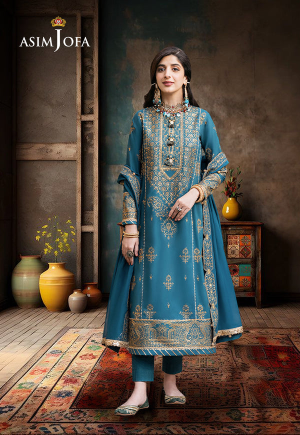 AJKMP-04 EMBROIDERED SILK STITCHED 3 PCS